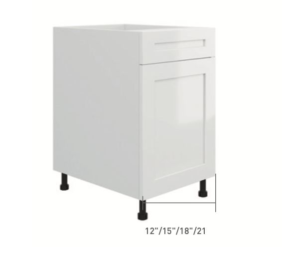 Gray Single Shaker Base Cabinet (1 Drawer + 1 Door)