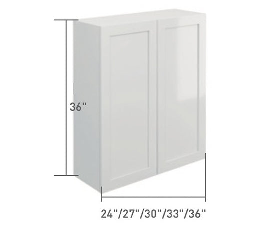 White Single Shaker Wall Cabinet 2 Door (36")