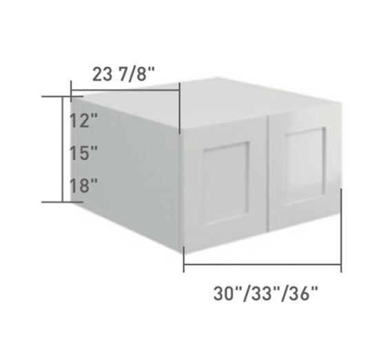 White Single Shaker Wall Cabinet Fridge 2 Door (12",15",18")