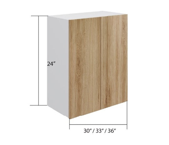 Natural Wood Wall Cabinet Fridge 2 Door (24")