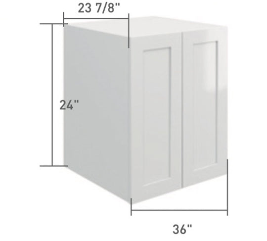 White Slim Shaker Wall Cabinet Fridge 2 Door (24")