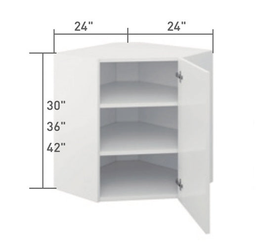 White Single Shaker Wall Diagonal Cabinet