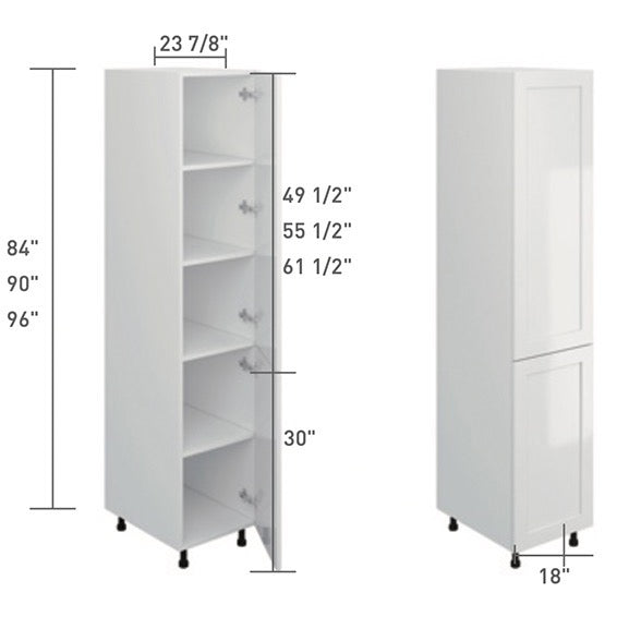 White Single Shaker Pantry Cabinet 1 Side Door