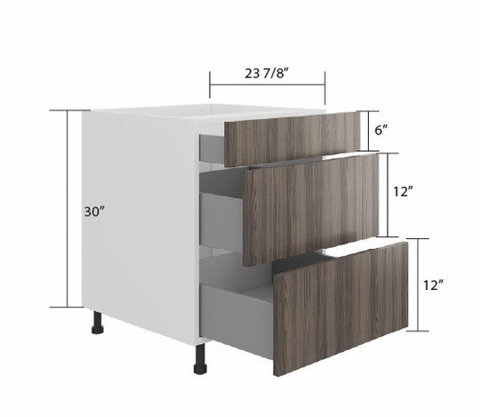 Smoked Oak 3 Drawers Base Cabinet