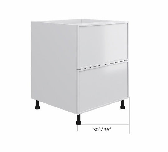 White Slim Shaker Base Cabinet 2 Drawer