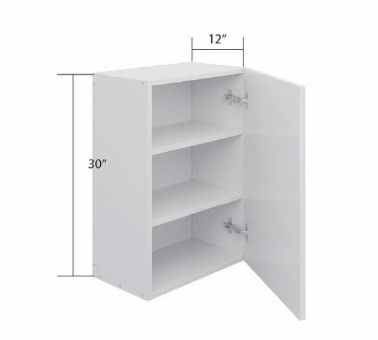 Gray High Gloss Wall Cabinet 1 Full Door (30")