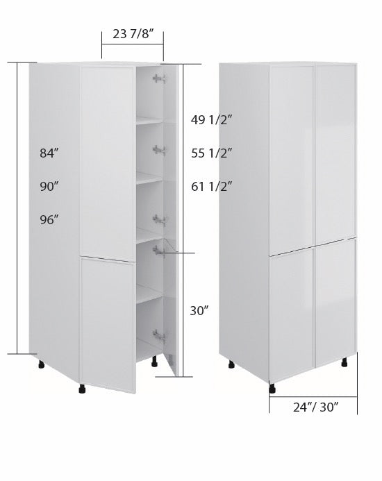 White High Gloss Pantry Cabinet 2 Full Door