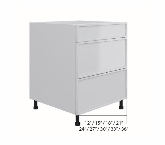 Gray High Gloss 3 Drawers Base Cabinet