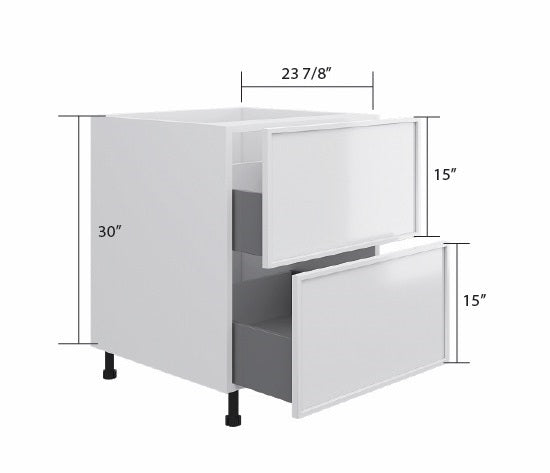 Gray High Gloss Base Cabinet 2 Drawer